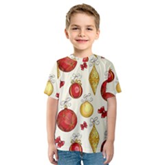 Vintage Christmas Pattern Background Kids  Sport Mesh Tee