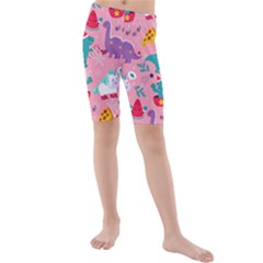 Colorful Funny Christmas Pattern Ho Ho Ho Kids  Mid Length Swim Shorts