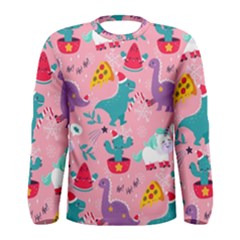 Colorful Funny Christmas Pattern Ho Ho Ho Men s Long Sleeve Tee