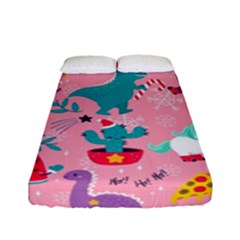 Colorful Funny Christmas Pattern Ho Ho Ho Fitted Sheet (Full/ Double Size)