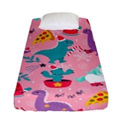 Colorful Funny Christmas Pattern Ho Ho Ho Fitted Sheet (Single Size)