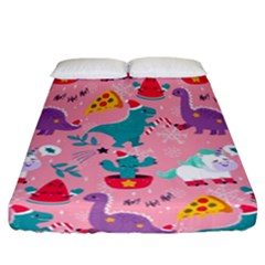 Colorful Funny Christmas Pattern Ho Ho Ho Fitted Sheet (California King Size)