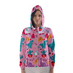 Colorful Funny Christmas Pattern Ho Ho Ho Women s Hooded Windbreaker