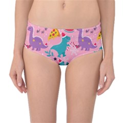 Colorful Funny Christmas Pattern Ho Ho Ho Mid-Waist Bikini Bottoms