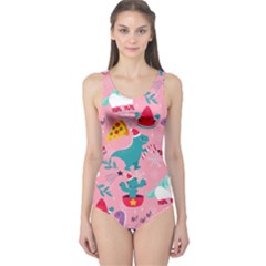 Colorful Funny Christmas Pattern Ho Ho Ho One Piece Swimsuit