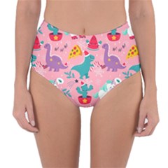 Colorful Funny Christmas Pattern Ho Ho Ho Reversible High-Waist Bikini Bottoms