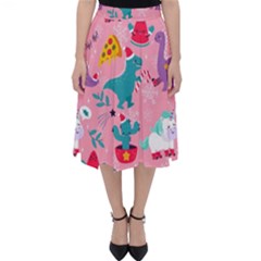 Colorful Funny Christmas Pattern Ho Ho Ho Classic Midi Skirt