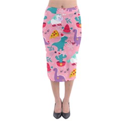 Colorful Funny Christmas Pattern Ho Ho Ho Midi Pencil Skirt