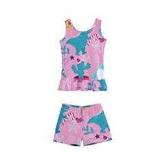 Colorful Funny Christmas Pattern Ho Ho Ho Kids  Boyleg Swimsuit