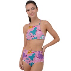 Colorful Funny Christmas Pattern Ho Ho Ho High Waist Tankini Set