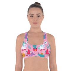 Colorful Funny Christmas Pattern Ho Ho Ho Cross Back Sports Bra