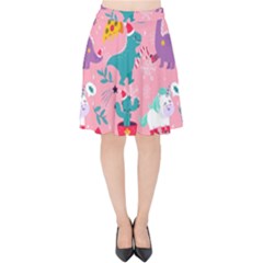 Colorful Funny Christmas Pattern Ho Ho Ho Velvet High Waist Skirt