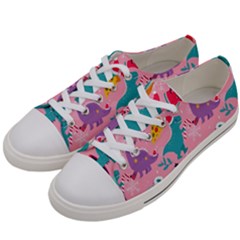 Colorful Funny Christmas Pattern Ho Ho Ho Women s Low Top Canvas Sneakers