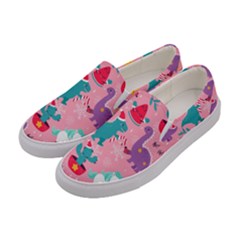 Colorful Funny Christmas Pattern Ho Ho Ho Women s Canvas Slip Ons