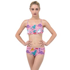 Colorful Funny Christmas Pattern Ho Ho Ho Layered Top Bikini Set