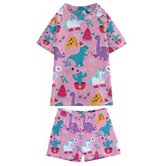 Colorful Funny Christmas Pattern Ho Ho Ho Kids  Swim Tee and Shorts Set