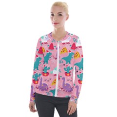 Colorful Funny Christmas Pattern Ho Ho Ho Velour Zip Up Jacket