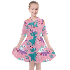 Colorful Funny Christmas Pattern Ho Ho Ho Kids  All Frills Chiffon Dress