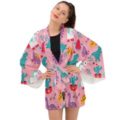 Colorful Funny Christmas Pattern Ho Ho Ho Long Sleeve Kimono