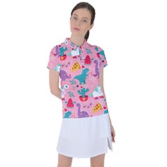 Colorful Funny Christmas Pattern Ho Ho Ho Women s Polo Tee