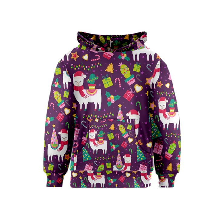 Colorful Funny Christmas Pattern Kids  Pullover Hoodie