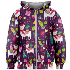 Colorful Funny Christmas Pattern Kids  Zipper Hoodie Without Drawstring by Vaneshart