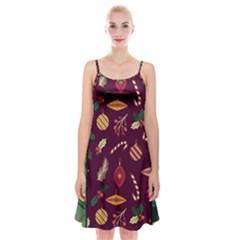 Christmas Pattern Collection Flat Design Spaghetti Strap Velvet Dress by Vaneshart