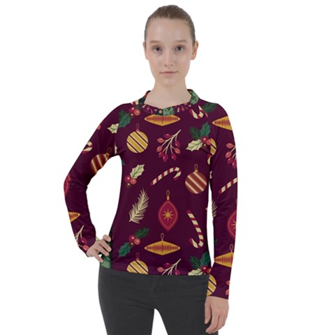 Christmas Pattern Collection Flat Design Women s Pique Long Sleeve Tee by Vaneshart