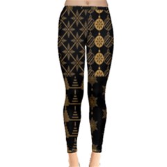 Golden Christmas Pattern Collection Inside Out Leggings by Vaneshart