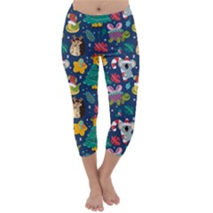 Colorful Funny Christmas Pattern Capri Winter Leggings 