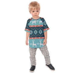 Beautiful Knitted Christmas Pattern Kids  Raglan Tee