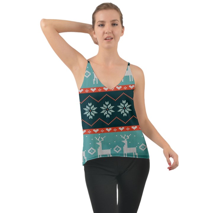 Beautiful Knitted Christmas Pattern Chiffon Cami