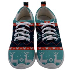 Beautiful Knitted Christmas Pattern Mens Athletic Shoes by Vaneshart