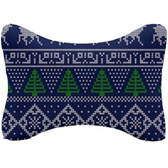 Beautiful Knitted Christmas Pattern Seat Head Rest Cushion by Vaneshart