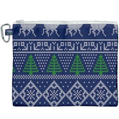 Beautiful Knitted Christmas Pattern Canvas Cosmetic Bag (xxxl) by Vaneshart