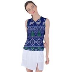 Beautiful Knitted Christmas Pattern Women s Sleeveless Sports Top by Vaneshart