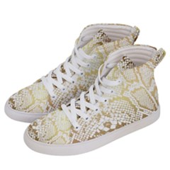 White And Gold Snakeskin Women s Hi-top Skate Sneakers