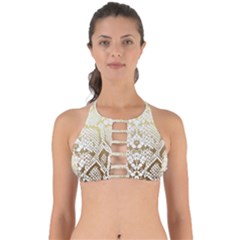 White And Gold Snakeskin Perfectly Cut Out Bikini Top by mccallacoulture