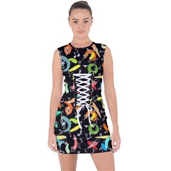 Music 2 Lace Up Front Bodycon Dress by ArtworkByPatrick