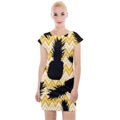 Ananas Chevrons Noir/jaune Cap Sleeve Bodycon Dress by kcreatif