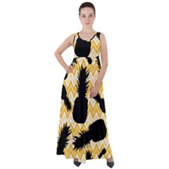 Ananas Chevrons Noir/jaune Empire Waist Velour Maxi Dress by kcreatif