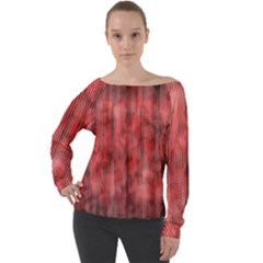 Abstrait Texture Rouge/noir Off Shoulder Long Sleeve Velour Top by kcreatif