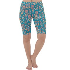 Teal Floral Paisley Cropped Leggings 