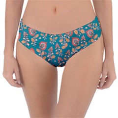 Teal Floral Paisley Reversible Classic Bikini Bottoms by mccallacoulture