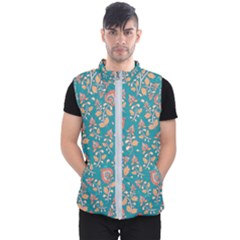 Teal Floral Paisley Men s Puffer Vest by mccallacoulture