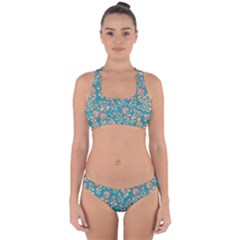 Teal Floral Paisley Cross Back Hipster Bikini Set by mccallacoulture