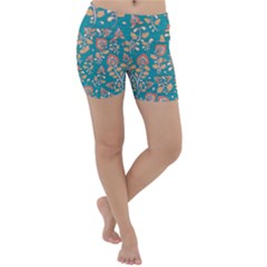 Teal Floral Paisley Lightweight Velour Yoga Shorts by mccallacoulture