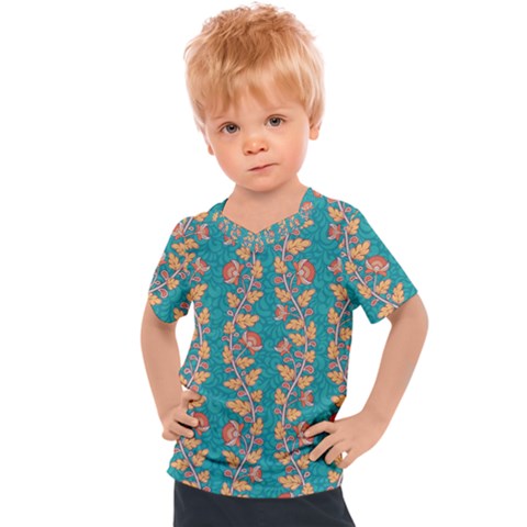 Teal Floral Paisley Stripes Kids  Sports Tee by mccallacoulture