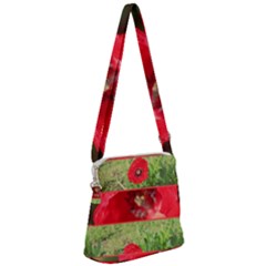 Photos Collage Coquelicots Zipper Messenger Bag by kcreatif