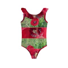 Photos Collage Coquelicots Kids  Frill Swimsuit